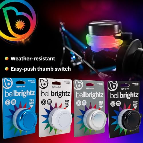 Image of Brightz BellBrightz LED Light Up Bike Bell for Kids & Adults - Twinkling Rainbow LED Halo Light - Easy Push Thumb Switch for Bell Sound Unique Bicycle Accessory for All Ages