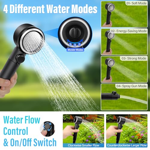 Ducha portátil para camping 8000mAh con bomba de 10 velocidades, pantalla LED, 4 modos de spray, impermeable IPX8, kit para senderismo, viaje, lavado de autos y mascotas miniatura 4