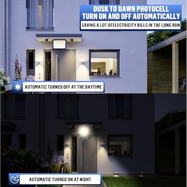 LED Flood Lights Outdoor 35/60/80W and 3000/4000/5000K Adjustable 10400Lm,Dusk-to-Dawn Sensor o Dawn Flood Light for Yard, Garage, Garden,UL Listed,Includes Include Yoke Mount