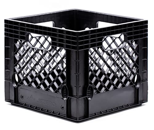JEZERO 16 Quart Heavy Duty Plastic Crate | Stackable Multi-Purpose Storage Bin for Garage, Home, Office, Groceries, Outdoor, Camping & Kayaking | Black Utility Tote, 13" x 13" x 11" by JEZERO - Used condition - US$23.17