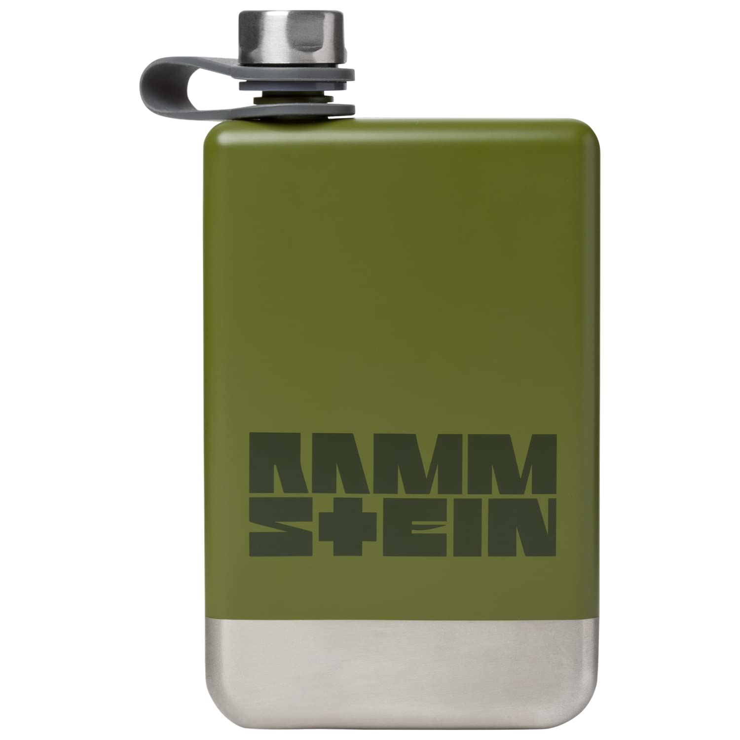 Rammstein Flachmann "Benzin" oliv, Offizielles Band Merchandise rostfreier Edelstahl Trinkbehälter