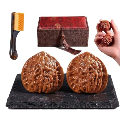 Juego de Nueces Wenwan Chinas, 2 Piezas de Nueces de Jade (Bolas de Masaje Manual) para el Alivio del Estrés, Juguete Anti-estrés Wenwan para Ejercicio de Dedos (B,1.8in)