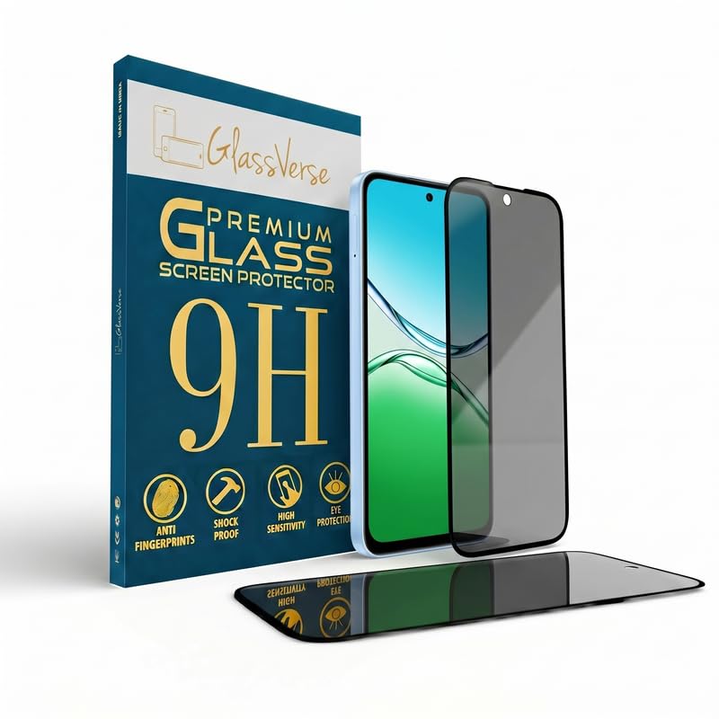 Image of GlassVerse Privacy Tempered Glass for Oppo A5 Pro 5G | Anti Spy Screen Protector, 9H Hardness, Edge to Edge, Case Friendly, Hassle-less Installation Kit Included. (Pack of 1)