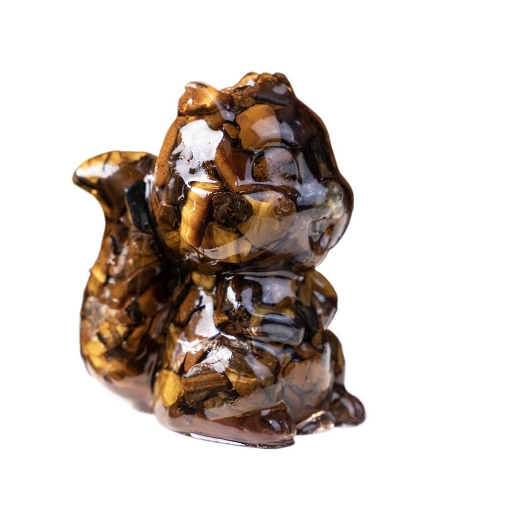 HUFFA Natural Crystal Chip Resin Squirrel Figurine - Unique Home and Office Decoration