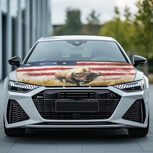Image of Car Hood Cover,Breathable Soft Car Hood Cover Protector Suitable Most Automotive Sedans Trucks Pickup Sports Cars,Car Accessories Cow Flag Print