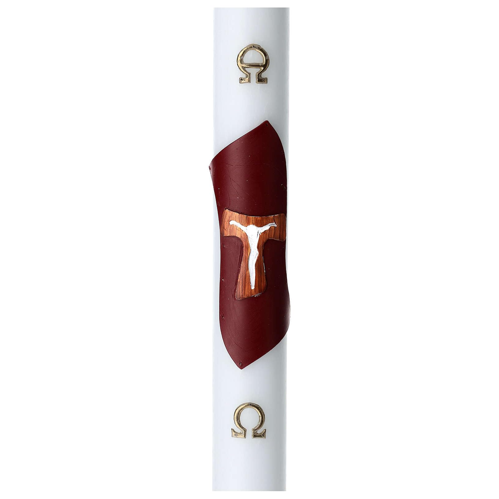 White Paschal Candle with Wood-Finish Tau on Purple blackground 3.15x47.25 in