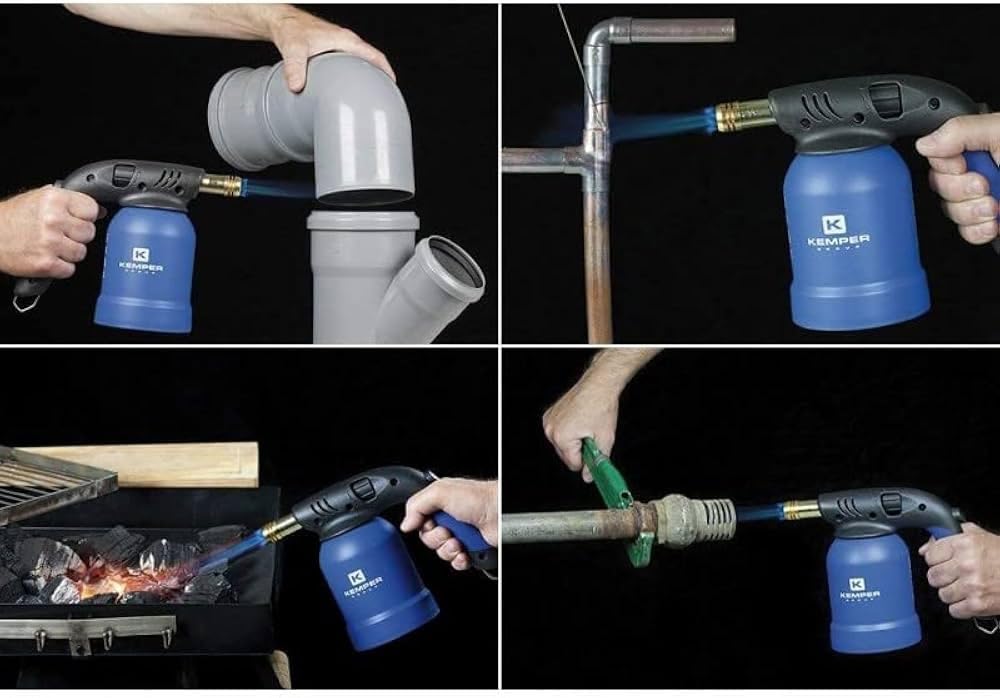 Lampada Per Saldare Cannello Accendi Fuoco Kemper + 3 Bombole Gas Butano Sicuro + Guanti Omaggio