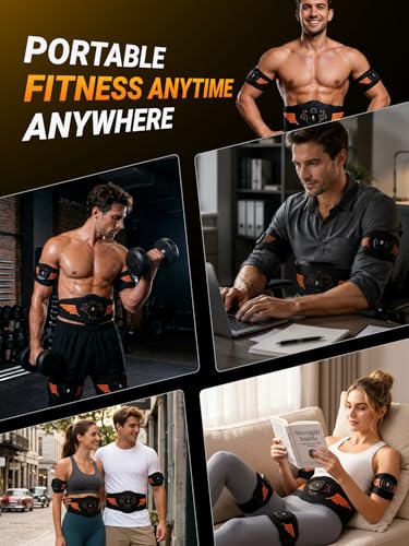 Kit de electroestimulador EMS de 5 piezas, dispositivo recargable para tonificación de abdomen, brazos y piernas, mejora la fuerza del core, recuperación post-entrenamiento y modelado corporal para hombres y mujeres miniatura 7
