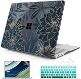 Mektron Case for 13.8' Microsoft Surface Laptop 8/7 (2026/2024) Surface Laptop 13.8 Inch Cover Fits Model 2036, Keyboard Cover +Screen Protector +Dust Plugs, Dahlia Flower C035