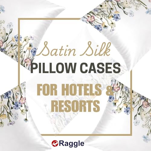 Image of RAGGLE Satin Silk Pillowcase for Hair and Skin Standard Size 18 inchX 28 inch with Soft Breathable Smooth Cooling Pillow Covers for Sleeping or Pillow Protector (2, Cream Printed)
