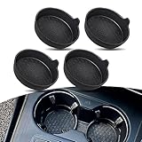 Crynod 4 PCS Car Water Coaster, 2.99' x 0.98' TPE Environmentally Friendly Removable Anti-Slip Pattern Cup Holder, Elevated Edge Anti-Spill Decorative Accessories, for Most Car Models (Black #Arrow)
