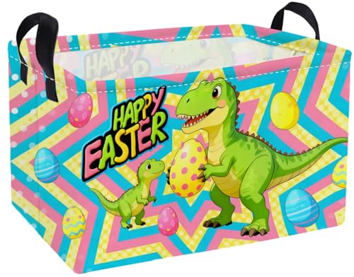 Image of Essme Rectangular Easter Dinosaur Baskets,Kids Storage Basket with Handles for Boys Room Decor, Boys Box,Cute Storage Bin(Easter dinosaur)