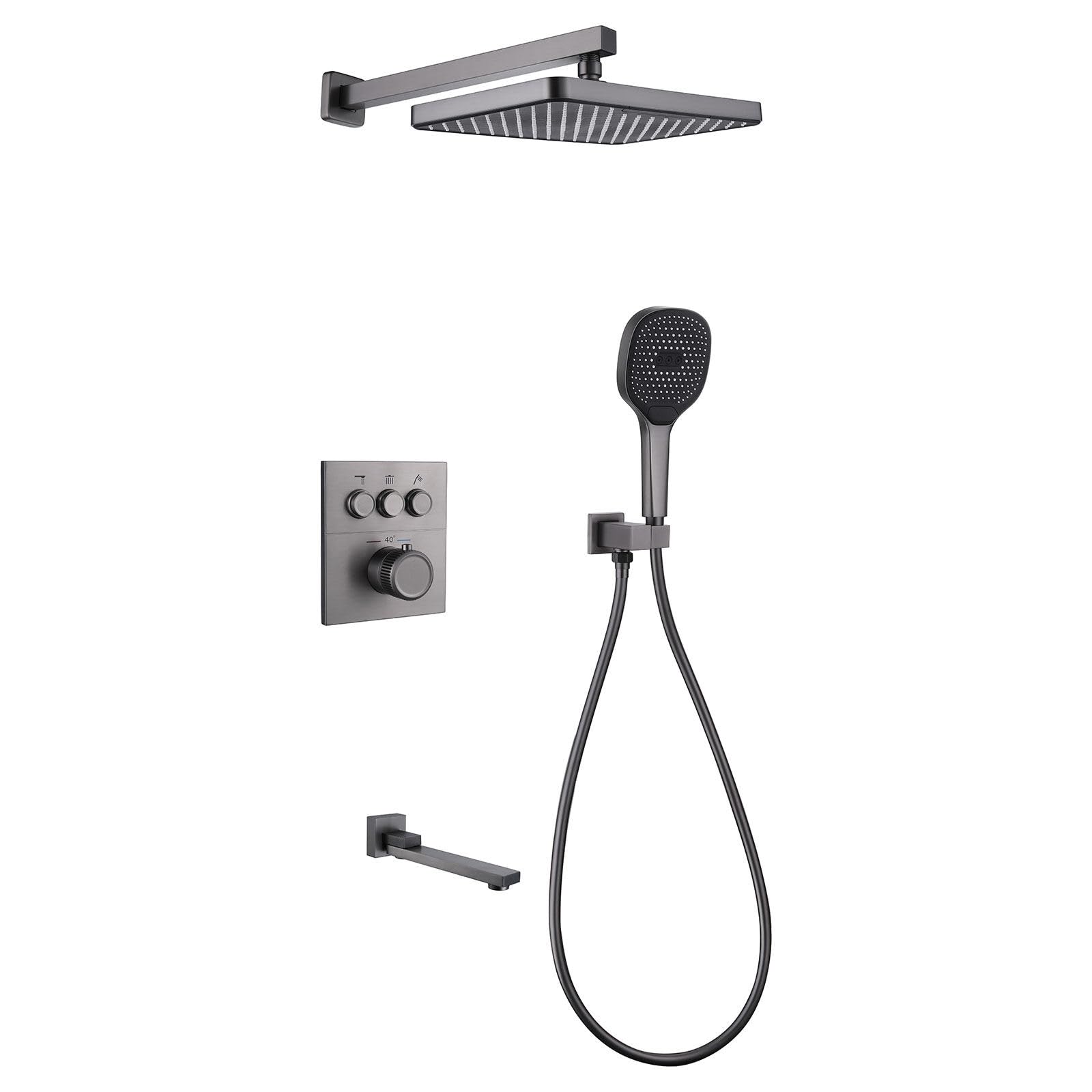 Ensemble de douche thermostatique encastré avec système carré 30x20 cm