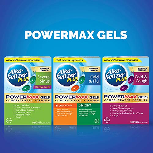 Alka-Seltzer Plus Cold & Flu, Power Max Cold And Flu Medicine, Day, For Adults With Pain Reliver/Fever Reducer, Cough Suppressant, Nasal Decongestant, 24 Count #TOP5