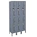 Hallowell U3288-2HV-A-HG Heavy-Duty Ventilated (HDV) Locker, 36" Width x 18" Depth x 78" Height, Double Tier, 3-Wide, Assembled, 725 Gray