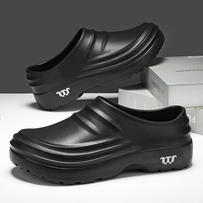 FLIOZY Chaussures de Cuisine antidérapantes pour Hommes et Femmes, résistantes à l'huile et imperméables, avec Semelles antidérapantes en Caoutchouc, Sabots de Travail Confortables