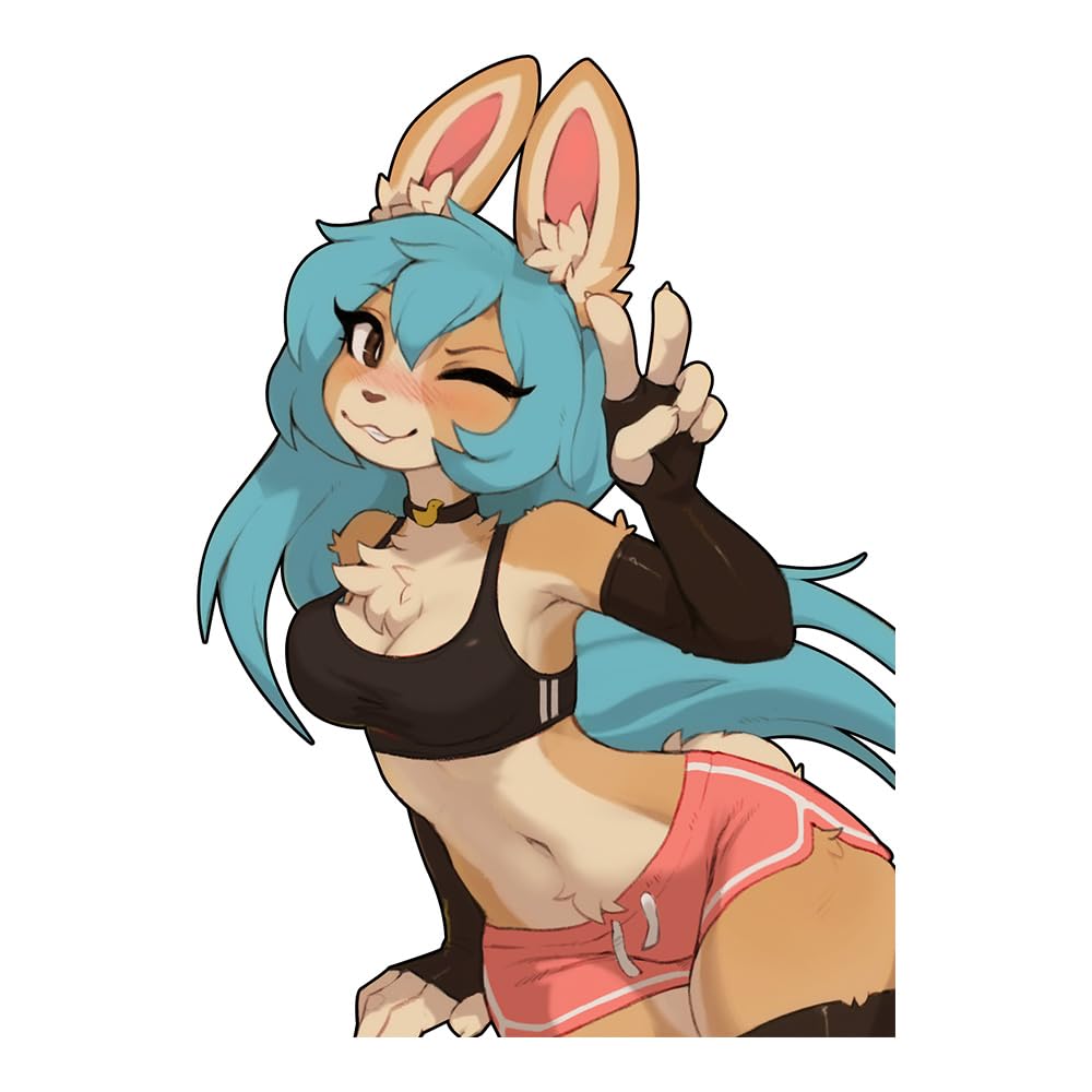 YUNEX 5.1" Kawaii Furry Car Stickers Anime Decals for Laptop Water Bottle Windows Guitar Fuel Tank Cap Sunscreen