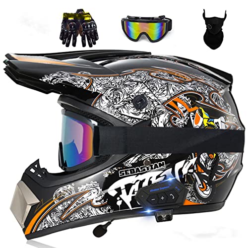 HCYPUNK Adults Bluetooth Dirt Bike Helmet DOT/ECE L