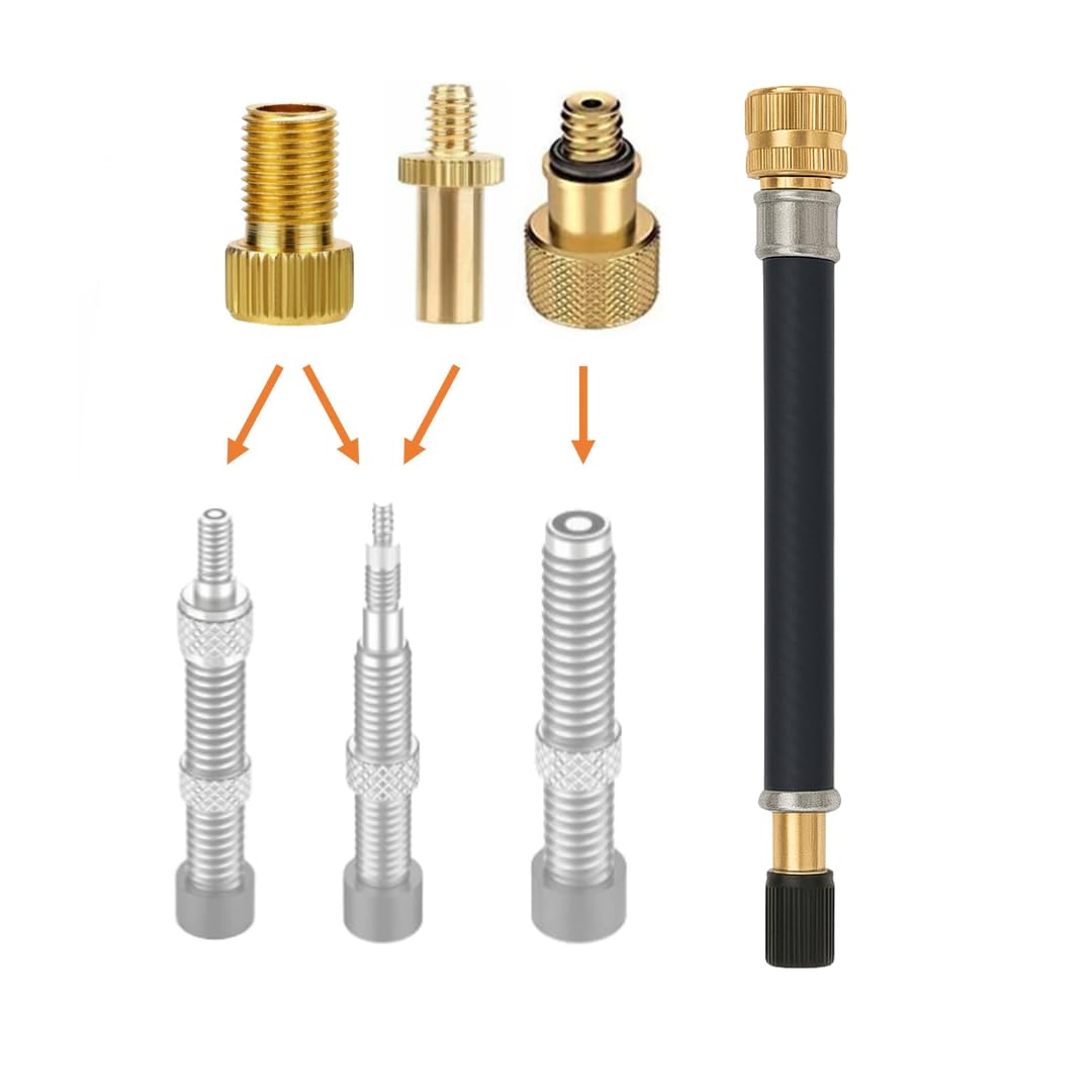 Manovella Valve Adapter Set Including Valve Extension 140mm - Airtight Adapter for Car Valve, Dunlop & Presta - High Quality Accessories for Bike, Road Bike, MTB & Car — image 1