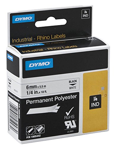 DYMO Beschriftungsband RHINO 1805442 / 6 mm / Druck schwarz / Band weiß / für DYMO Rhino 4200/5200/6000, ILP, RhinoPro 5000
