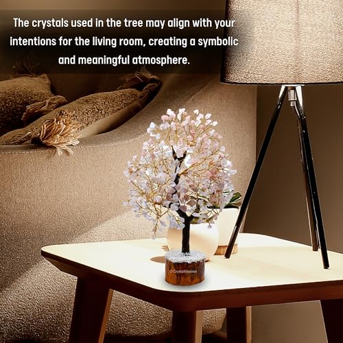 Image of Certified Rose Quartz Crystal Tree for Good Luck - Healing Crystals Money Tree for Wealth, Positive Energy at Home Office - Decorative Spiritual Gifts for Vastu, House Warming