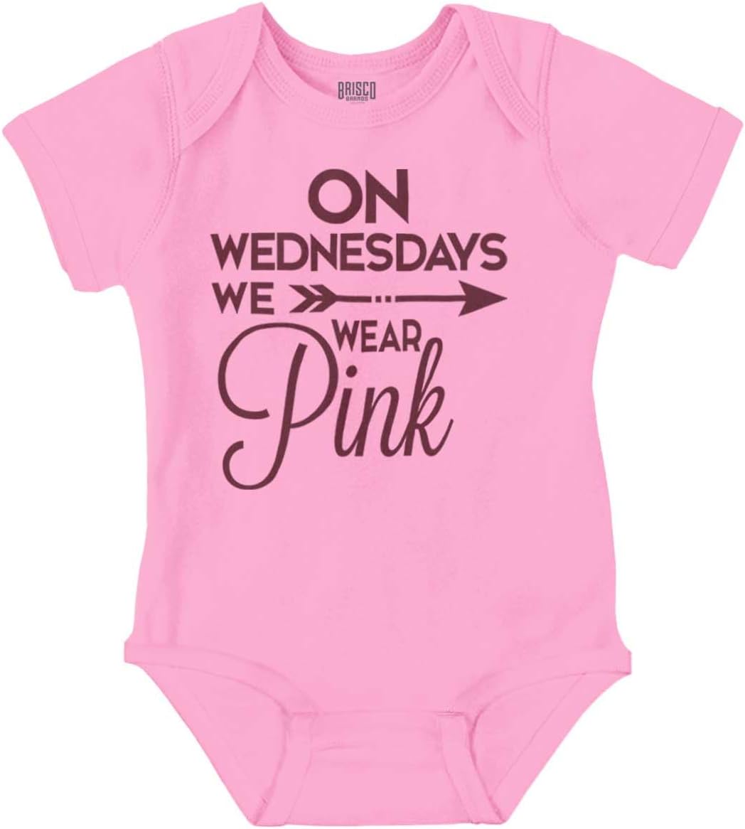 Brisco Brands On Wednesdays We Wear Pink Girly Baby Bodysuit Jumper Girls