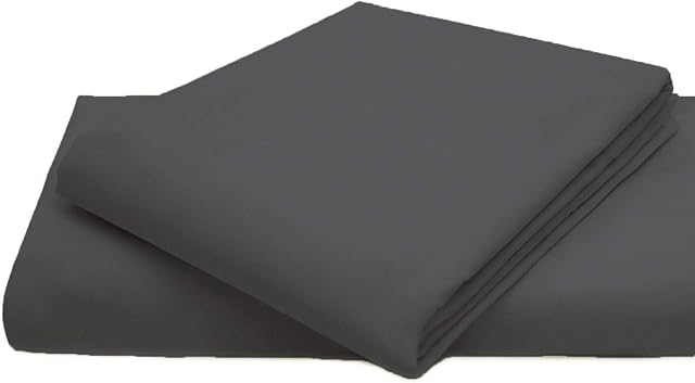 AmigoZone Cotton Percale Easy Care Polycotton Flat Sheet (Charcole, Double)