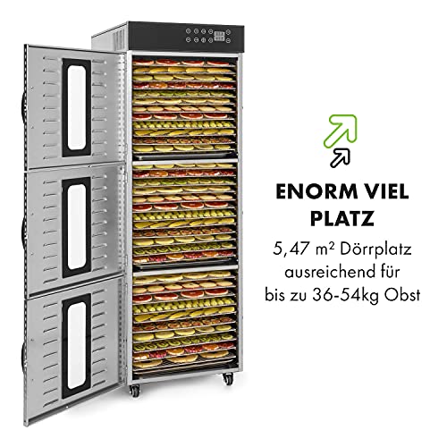 Klarstein Master Jerky 550 Pro Dörrautomat Profi/Gastro,Mit 36 Etagen,2400W,Kapazität: 5,47 m²,Thermostat: 40-90 °C,Gehäuse aus rostfreiem Edelstahl,silber – Bild 7