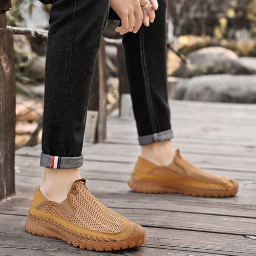 Zenfaze Orthopedic Shoes for Men, Slip On Orthopedic Hiking Shoes,Breathable Mesh Elastic Laces Non Slip Hiking Sneakers Arch Support Soft Soled Driving Shoes2