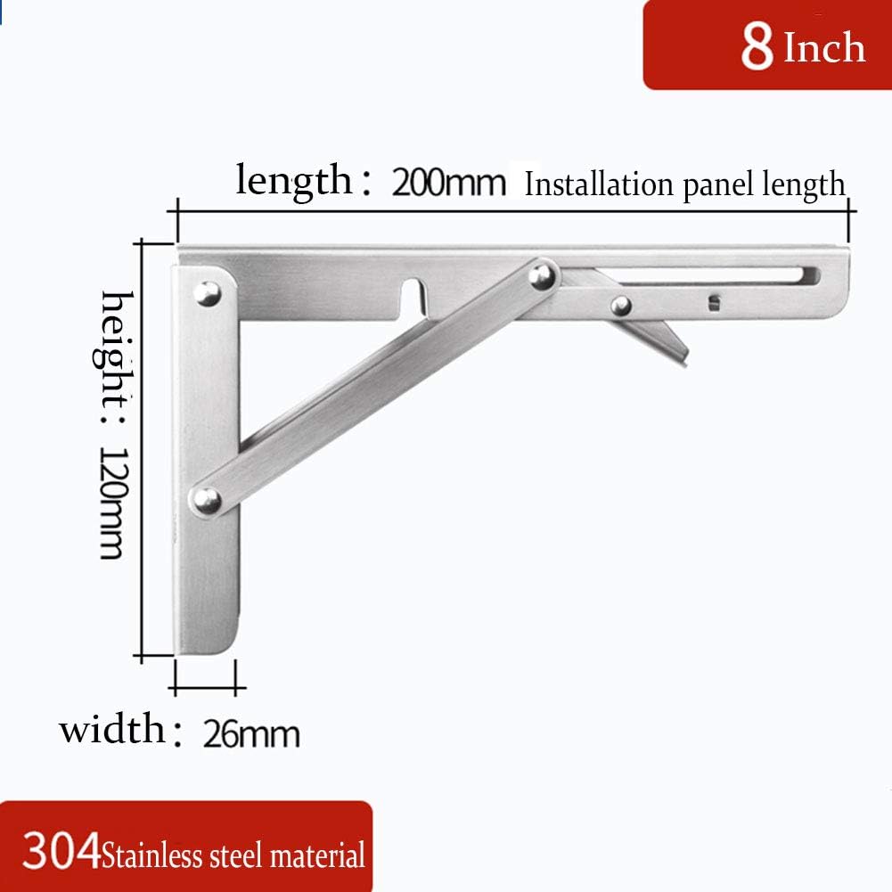 2 PcsFolding Shelf Bracket-Heavy Metal Foldable Shelf Bracketsuitable for Workbench, Shelf Hinge Wall-Mounted Space-Saving DIY Bracket, Maximum Load: 120kg