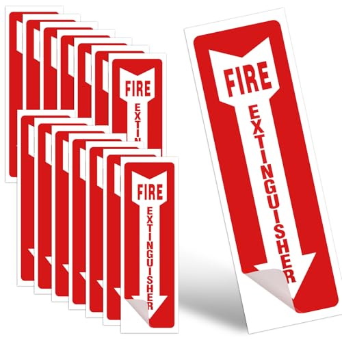 Fire Extinguisher Signs, 15 Pack 4x12 Inch Fire Extinguisher Signs for Home Business, Strong Self Adhesive Safety Sticker Sign, UV Protected, Weather, Indoor & Outdoor