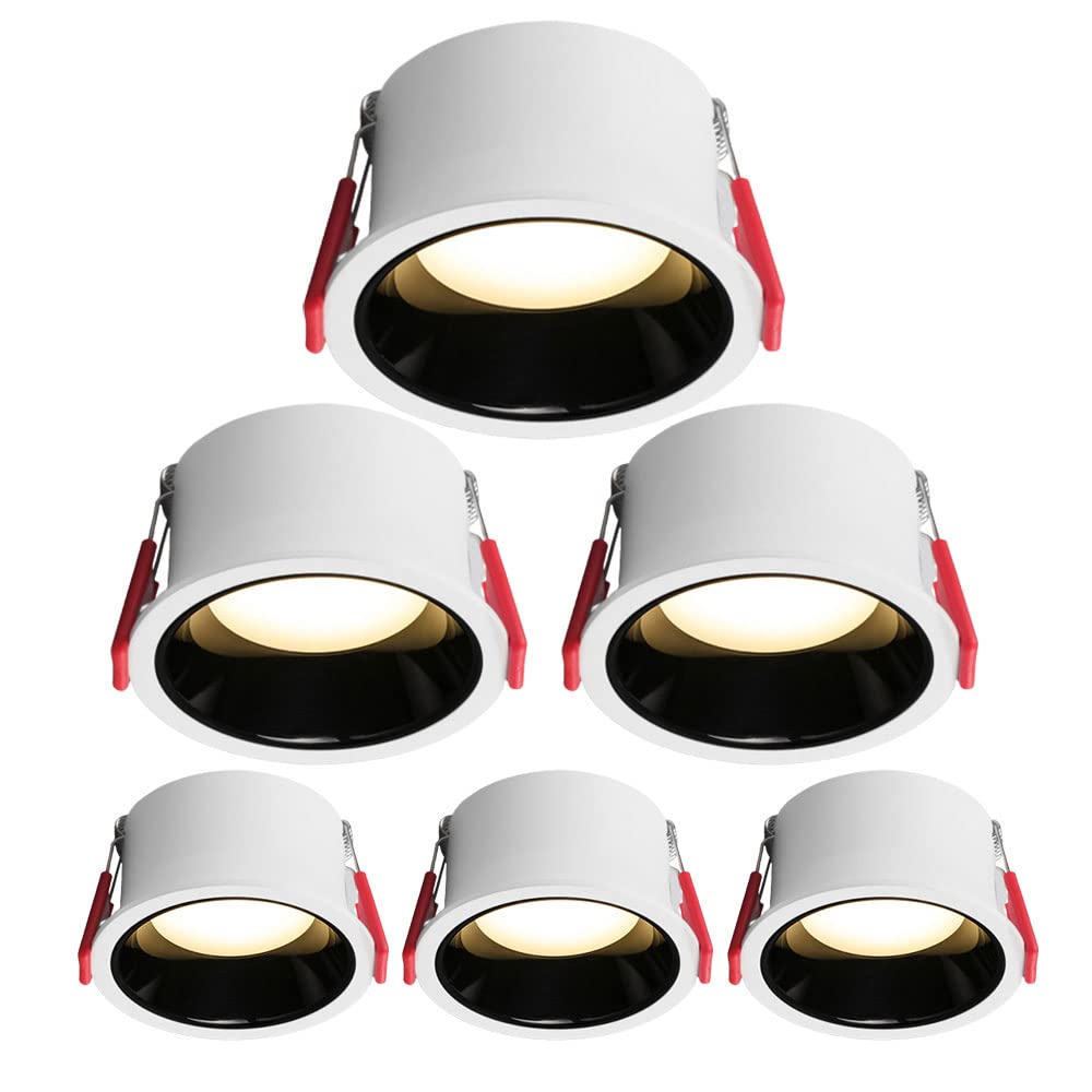 GTHTUHFD Ultra-Thin Downlights,6 Pack Downlight Led Can Lights Recessed Baffle Trim,5W/7W/10W Anti-Glare Ultra-Thin Downlight Daylight Retrofit Downlight Cutting Size: 75Mm/,4000k-5W