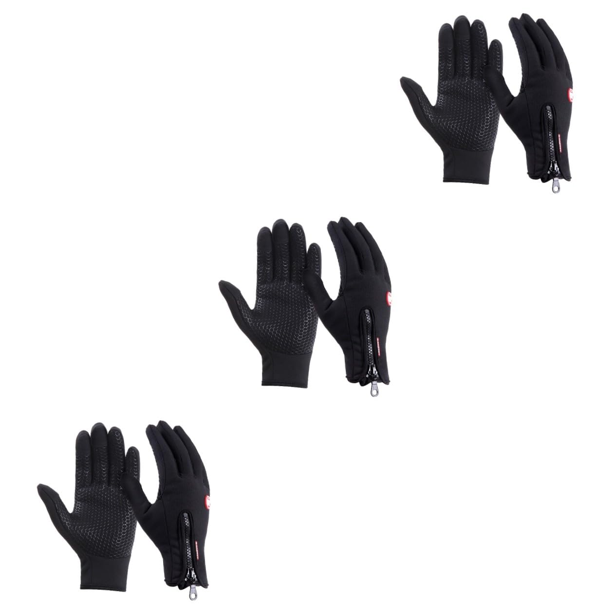 Toddmomy 3piezas Guantes Táctiles De Invierno Para Hombre y Mujer Guantes Antiviento y Cálidos Para Conducción y Actividades Al Aire Negro Talla