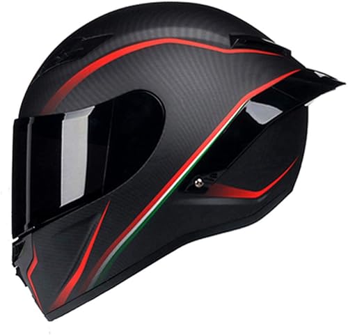 Woljay Casco de motocicleta de fibra de carbono, casco completo de motocross todoterreno, moto de calle, carreras