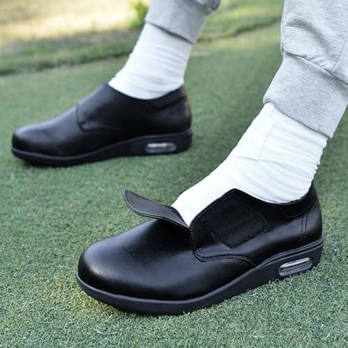 bumuam Men's Orthopeic Leather Dress Shoes, Casual Dress Barefoot Shoes for Plantar Fasciitis Non Slip Formal Shoes with Arch Support Comfortable Simple Shoes2