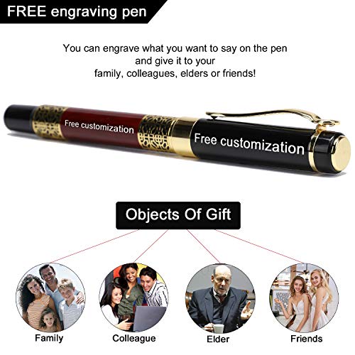YIVONKA-Personalized-custom-pens-Free-Engraving-pens-Roller-Ballpen-Ballpoint-penMedium-Refill-Pen-Black-Ink-Custom-Gifts-for-Men-Women-Classy-Gift-Box-Red