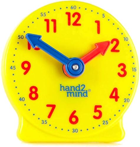 hand2mind Mini reloj con engranaje, reloj de enseñanza de la hora para aprender a decir la hora, reloj analógico de aprendizaje, reloj para niños