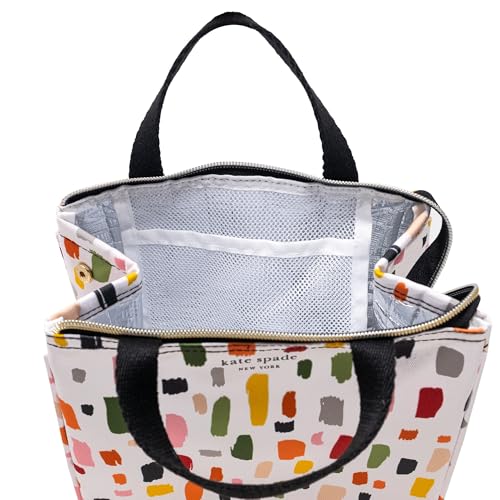 Image of kate spade new york Cute Lunch Bag for Women, Large Capacity Lunch Tote, Adult Lunch Box with Silver Thermal Insulated Interior Lining and Storage Pocket, Painterly Strokes