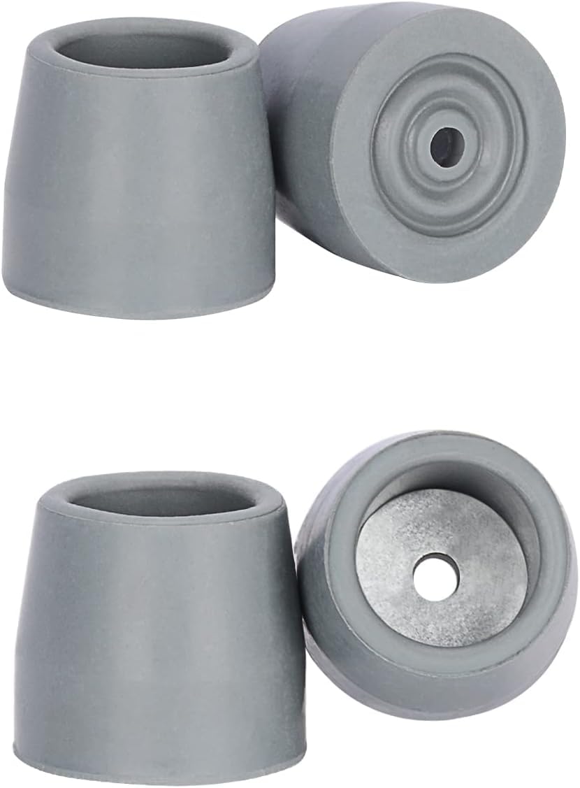 glorified 4 Pcs Walker folding Ferrules Cane Crutch Rubber Pad Heavy Duty End Bottoms Protector for Disabled Elder (GREY)