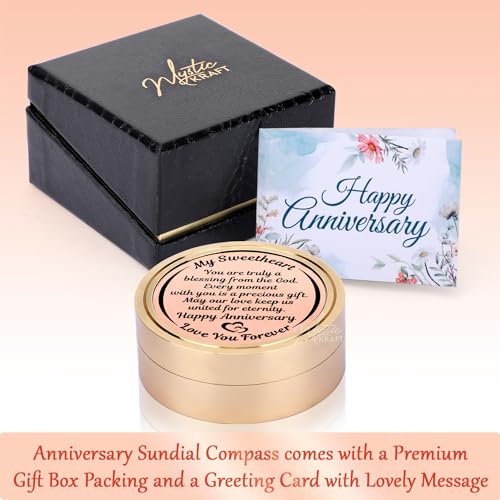 Anniversary Sundial Compass, Gifts for Husband, Him, Her, Wedding Anniversary Clock for 50th 40th 25th 20th 10th or 1st Year Celebration, Emotional Quote Engraved, Gift Box Pack with Card - Afbeelding 6