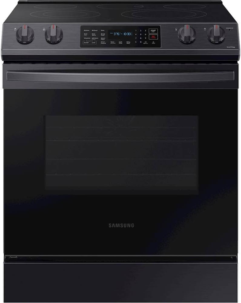 SAMSUNG,NE63T8311SG 6.3 Cu. Ft. Black Stainless Front Control Slide-In Electric Range with Convection & Wi-Fi