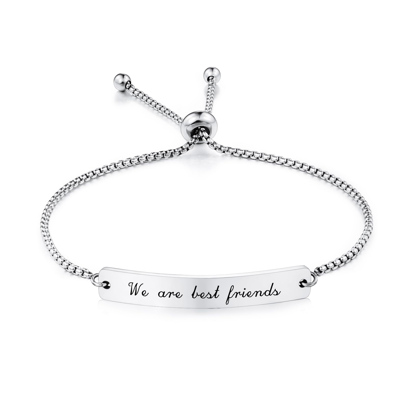 INBLUE Personalizada Bar Corazón Pulsera Grabación Nombre Fecha Acero Inoxidable Ajustable Tobillera Enlace para Mujeres Novia Mejor Amigo Dama de Honor Regalo