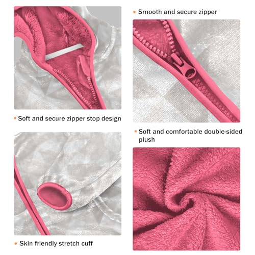 Geometric White Grey Silver Kid Fleece Jacket3