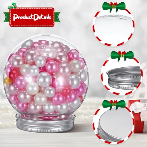 Bolas de decoración navideña rellenables transparentes con tapa de aluminio resistente 4