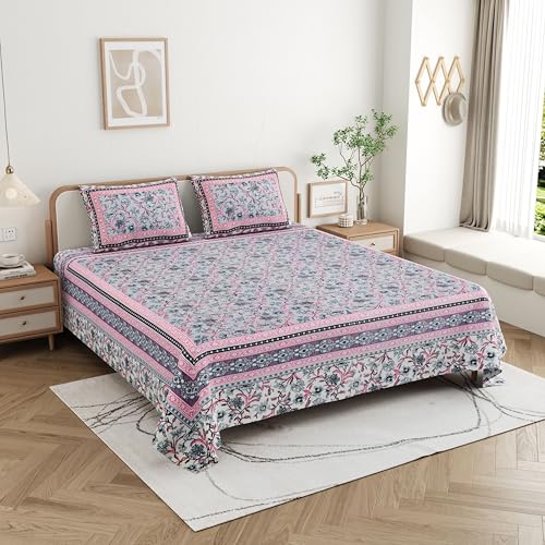 Image of Skin Friendly bedsheet Double Size Bed Cotton bedsheets for Double Size Bed, 1 Double Size bedsheet Cotton with Pillow Cover Set of 2 | 240 TC Soft Bed Sheet Double Size