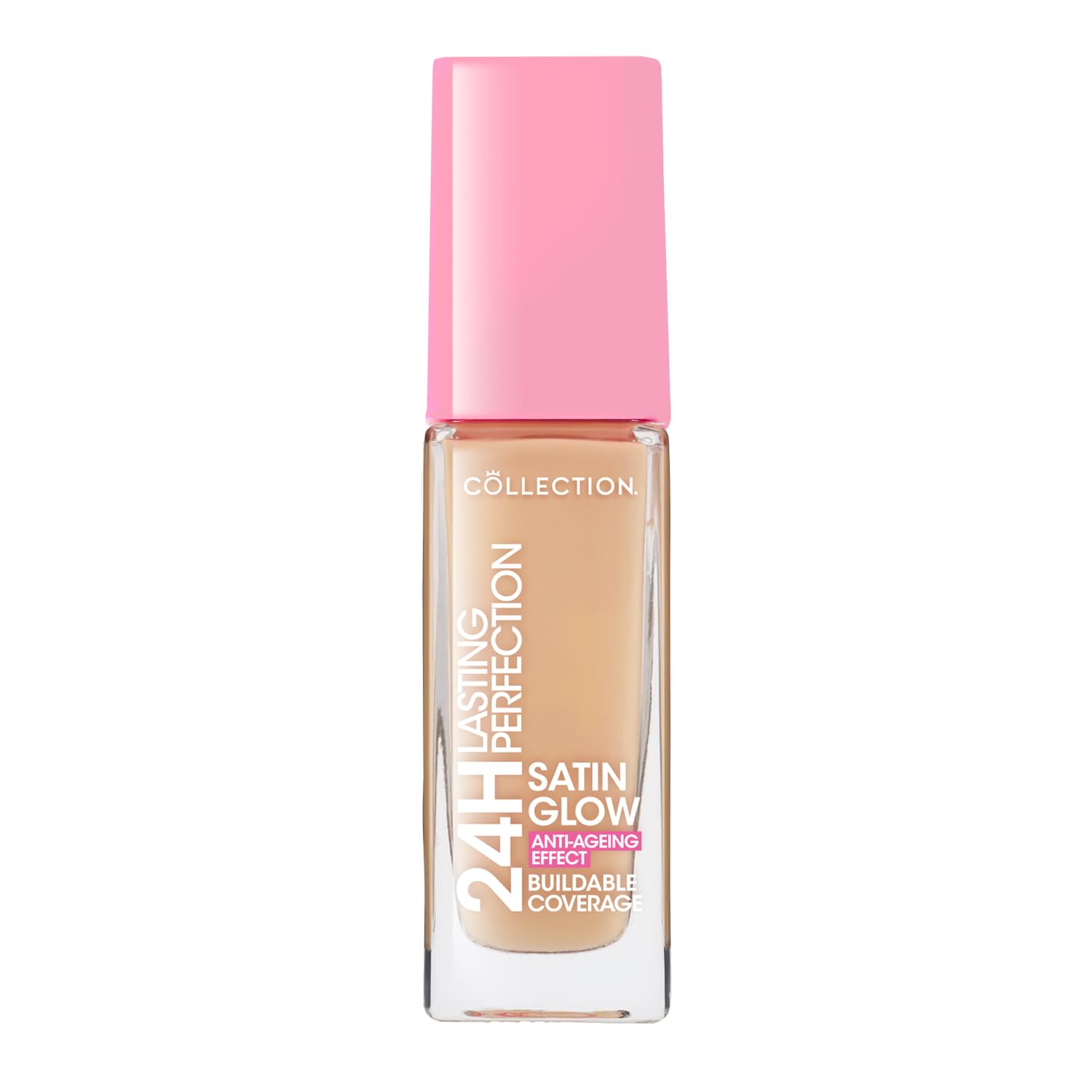 Collection Cosmetics Lasting Perfection Satin Foundation, Full Coverage, Anti-Ageing Effect, 24 Hour Wear, Contains Hyaluronic Acid, 27ml, Cashew Neutral