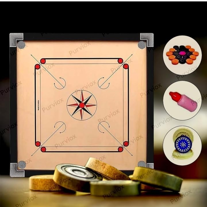 Mahir Sports Carrom Board Extra Size X-Large Glossy Polish with Coin,Stricker, Powder Free, (26" x 26" Medium) (B0CWTSLV9H) Amazon Price History, Amazon Price Tracker