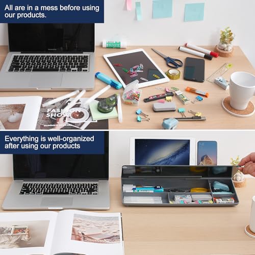 Image of TSJ OFFICE Desktop Whiteboard Dry-Erase-Board - Computer Keyboard Stand White Board Surface Pad with Drawer, Desk Organizers with Accessories for Office, Home, School Supplies - Black&Grey