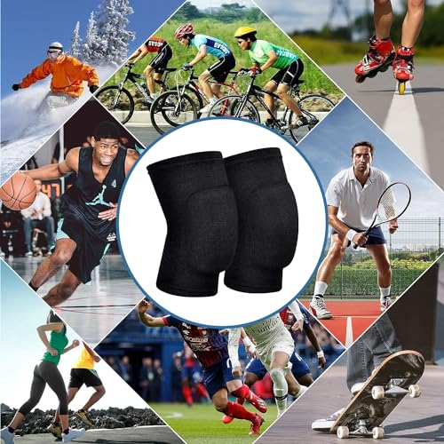Knieschoner,1 Paar Schwarz Knieschoner mit dickem, Atmungsaktiv Schwamm Rutschfest Knieschützer, Knee Pads für Tanzen, Reinigung, Sport, Yoga