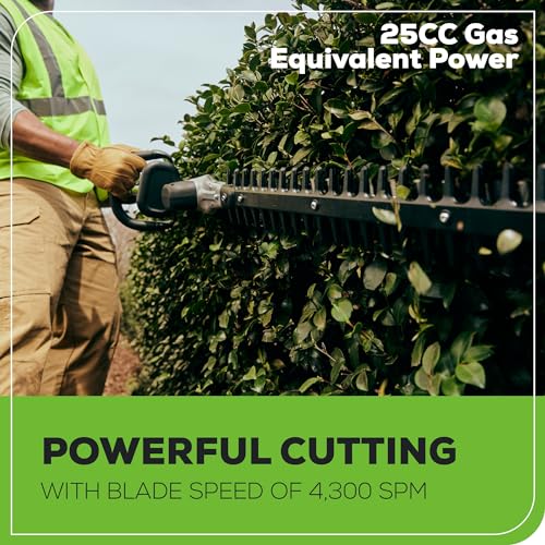 Image of Greenworks 82V 24 inch Brushless Cordless Short Pole Hedge Trimmer, 2.5Ah Battery and Dual Port Rapid Charger (Great for Landscapers and Professionals)